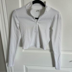 ARITIZIA Sunday Best white Half Zip Longsleeve Top